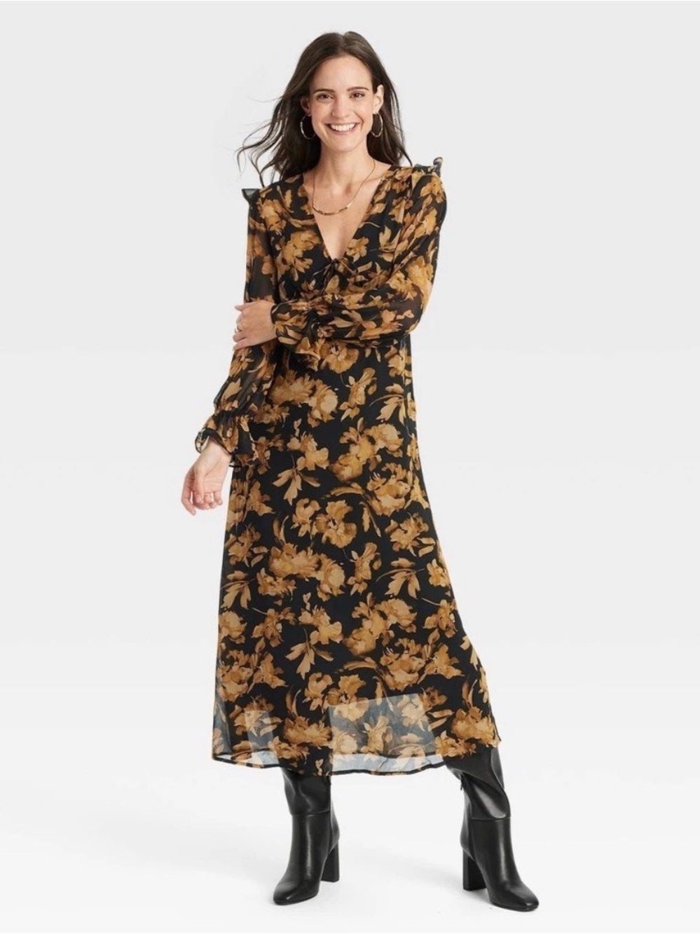 Women's Long Sleeve Sheer Maxi Dress - A New Day